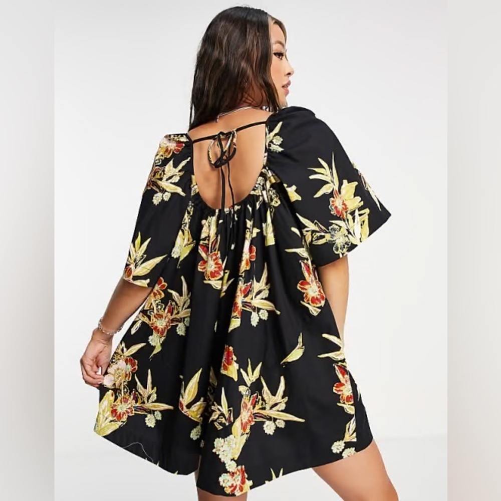 Free People Jodie Printed Tunic Dress floral Hawaiian print Resort